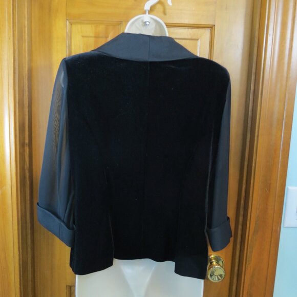 Alex Evenings Black Velvet Top Sheer Sleeve Evening Cocktail Large Petite - Picture 5 of 8